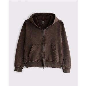 NEW Abercrombie YPB neoKNIT MAX Full-Zip Hoodie in Brown Wash Men's Size Large